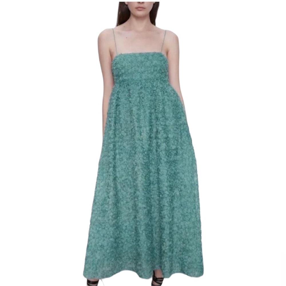 Zara Textured Maxi Dress in Teal